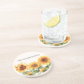 Dessous De Verre En Grès Jardin de tournesol Jaune Monogramme (Côté)