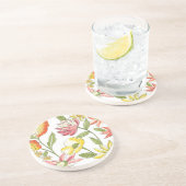 Dessous De Verre En Grès Jardin fleuri avec Arrière - plan blanc (Côté)