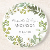 Dessous De Verre En Grès Jardin Foliage Verdure Wreath Mariage (Devant)