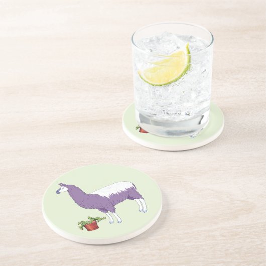 Dessous De Verre En Grès Jardinage Cactus Plante Llama (Côté)