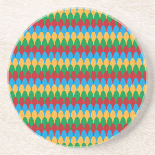 Dessous De Verre En Grès Jaune Bleu Vert & Rouge Géométrique Coquilles