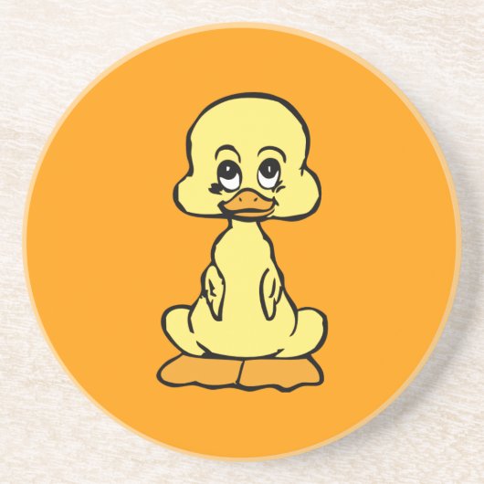 dessous de verre en grès jaune canard (Devant)