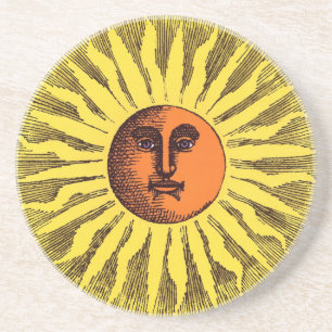 Dessous De Verre En Grès Jaune céleste vintage Sun hippie heureux de