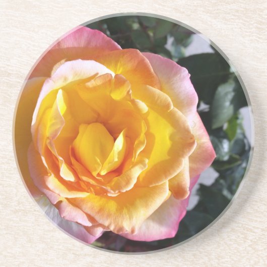 Dessous De Verre En Grès jaune et rose (Devant)