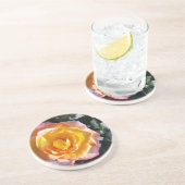 Dessous De Verre En Grès jaune et rose (Côté)