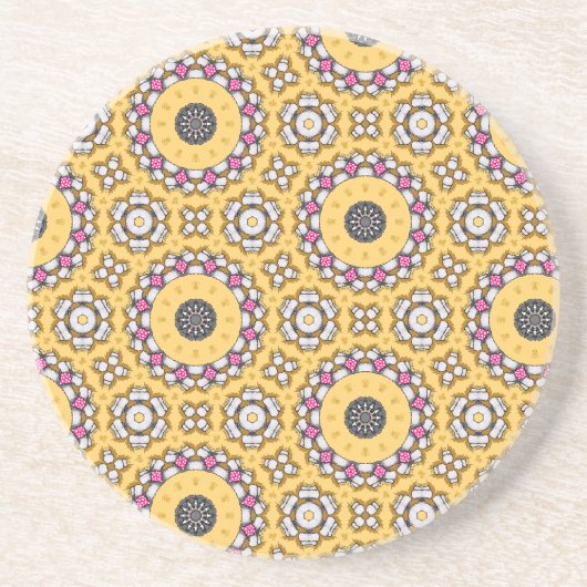 Dessous De Verre En Grès Jaune et rose (Devant)