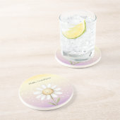 Dessous De Verre En Grès Jaune Violet Blanc Bokeh Points Marguerite Ensolei (Côté)