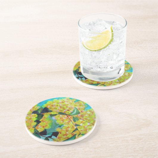 Dessous De Verre En Grès Jaune Wattle (Côté)