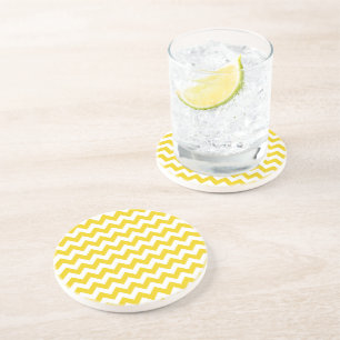 Dessous De Verre En Grès Jaune Zigzag, Jaune Chevron, Motif géométrique