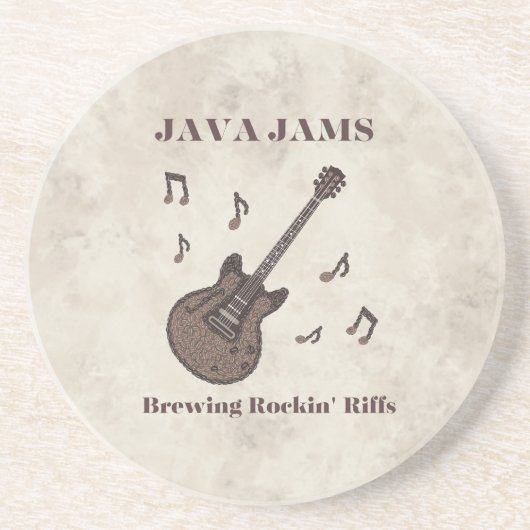 Dessous De Verre En Grès Java Jams-Brasser des Riffs Endiablés-Café-Guitare (Devant)