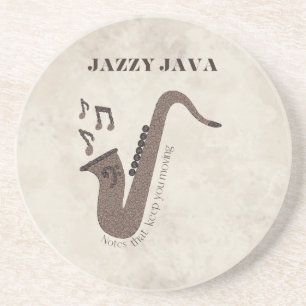 Dessous De Verre En Grès Jazzy Java-Grains de Café-Saxophone-
