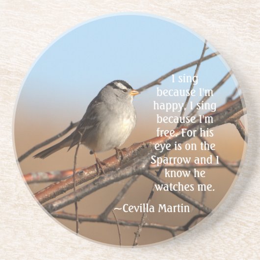 Dessous De Verre En Grès Je chante parce que je suis heureux Sparrow (Devant)