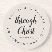 Dessous De Verre En Grès Je Peux Faire Tout Par Le Christ Greige (Devant)