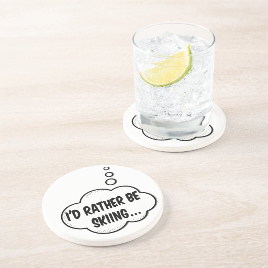 Dessous De Verre En Grès Je Préférerais Skier (Côté)