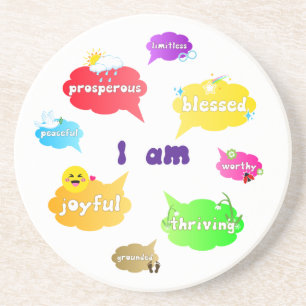 Dessous De Verre En Grès Je Suis Positive Affirmations Mots Self Love