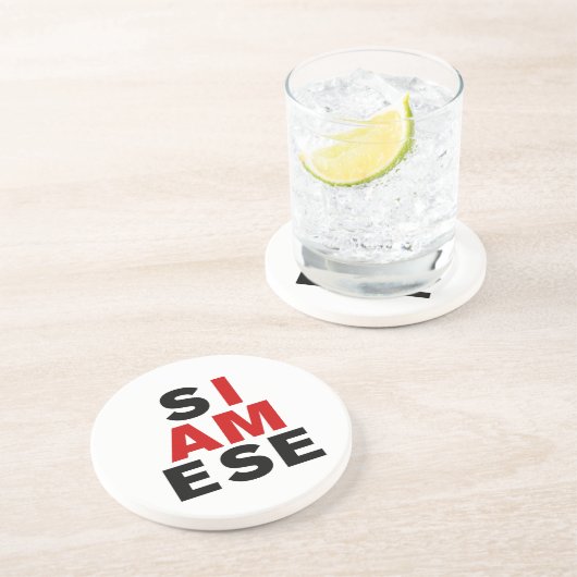 DESSOUS DE VERRE EN GRÈS JE SUIS SIAMESE (Côté)