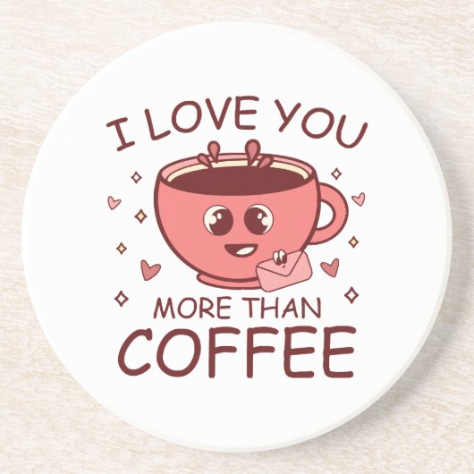 Dessous De Verre En Grès Je t'aime plus que le café (Devant)