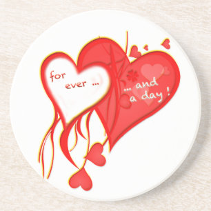 DESSOUS DE VERRE EN GRÈS JE T'AIME POUR TOUJOURS ET UN COEUR DE JOUR