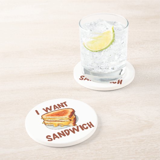 Dessous De Verre En Grès Je veux un sandwich (Côté)