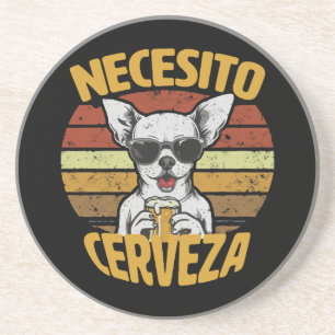 DESSOUS DE VERRE EN GRÈS JE VEUX UNE BIÈRE CHIHUAHUA MIGNONNE
