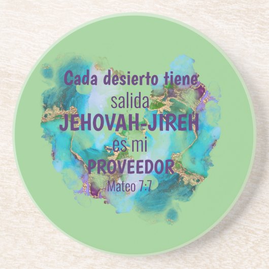 Dessous De Verre En Grès Jehovah Jireh Proveedor Vert pourpre bleu (Devant)