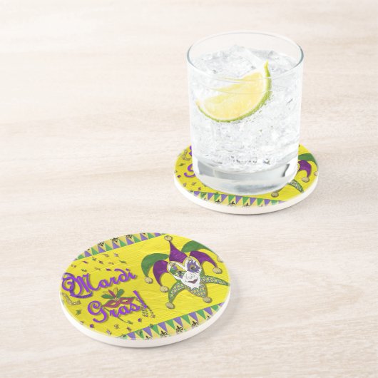 Dessous De Verre En Grès Jester Mask Mardi Gras Arlequin (Côté)