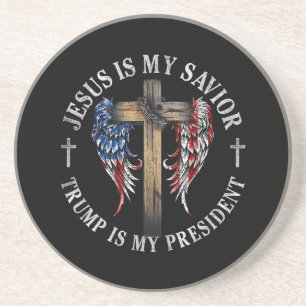 Dessous De Verre En Grès Jésus est mon sauveur Trump est mon président 2024