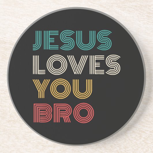 Dessous De Verre En Grès Jésus Vous Aime Bro, Drôle Foi Chrétienne Rétro (Devant)