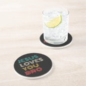 Dessous De Verre En Grès Jésus Vous Aime Bro, Drôle Foi Chrétienne Rétro (Côté)