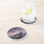 Dessous De Verre En Grès Jetée au Crépuscule Encre Alcoolée Dusk Grès Côté (Côté)