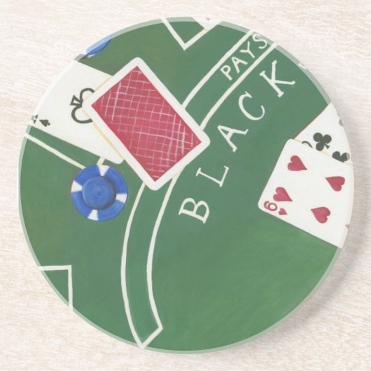 Dessous De Verre En Grès Jeu de Blackjack avec chips par Chariklia Zarris (Devant)