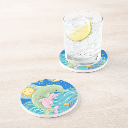 Dessous De Verre En Grès Jeu de dauphins (Côté)