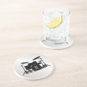 Dessous De Verre En Grès Jeu de tambour Monogramme Argent (Côté)