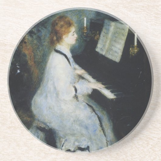 Dessous De Verre En Grès Jeune femme au piano de Renoir (Devant)