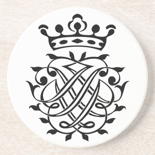 Dessous De Verre En Grès Johann Sebastian Bach Crest Monogramme Insignia (Devant)