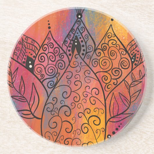 Dessous De Verre En Grès Joli Art Floral (Devant)