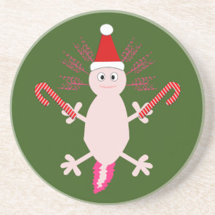 Dessous De Verre En Grès Joli Axolotl de Noël