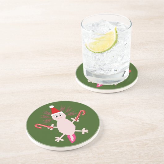Dessous De Verre En Grès Joli Axolotl de Noël (Côté)