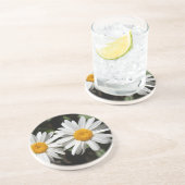 Dessous De Verre En Grès Joli blanc fleur marguerite (Côté)
