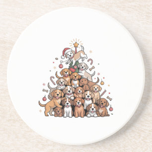 Dessous De Verre En Grès Joli chien d'arbre de Noël de Noël