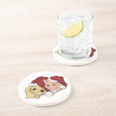 Dessous De Verre En Grès Joli Christmas Labrador Puppy et Orange Tabby (Côté)