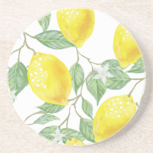 Dessous De Verre En Grès Joli citron jaune