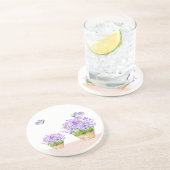 Dessous De Verre En Grès Joli floral rustique et papillons (Côté)