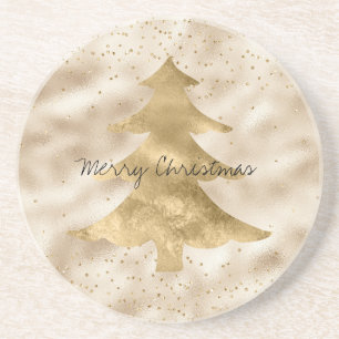 Dessous De Verre En Grès Joli Glam Gold Sparkle Dots Arbre de Noël
