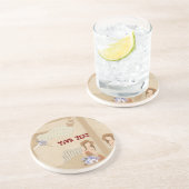 Dessous De Verre En Grès Joli gris, fleur, papillon et texte (Côté)