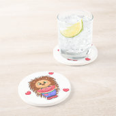 Dessous De Verre En Grès Joli hérisson de dessin animé avec pastèque. (Côté)
