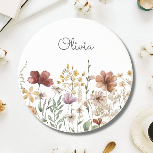 Dessous De Verre En Grès Joli jardin de fleurs sauvages à l'aquarelle flora