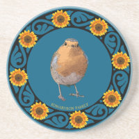 Joli joli Robin oiseau nom monogramme de tournesol