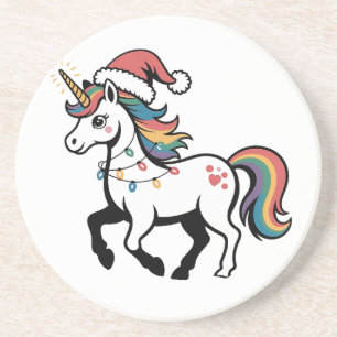 Dessous De Verre En Grès Joli licorne cerf renne lumières de Noël drôle