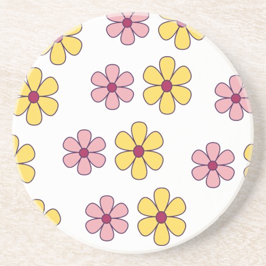 Dessous De Verre En Grès Joli motif de grandes fleurs (Devant)